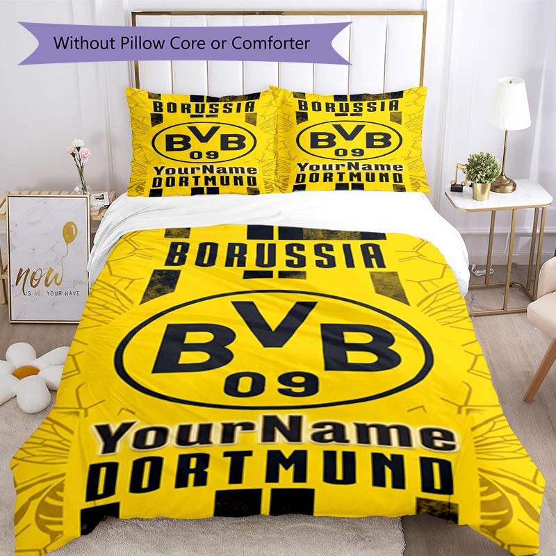 Borussia Dortmund Customize Your Name Bedding Set Breathable Duvet Cover with Pillowcases Home Decoration Birthday Gift