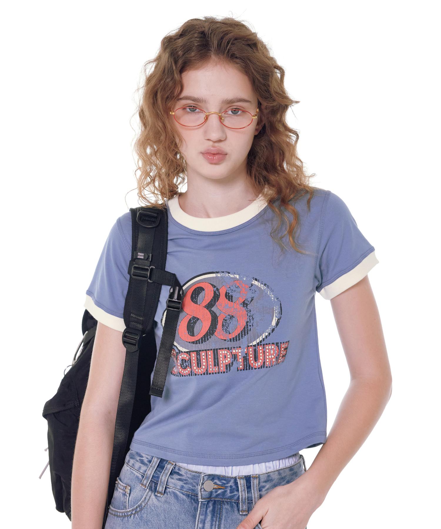 Noiago Noi1661 Vintage Graphic Ringer T-Shirt (Blue) Free