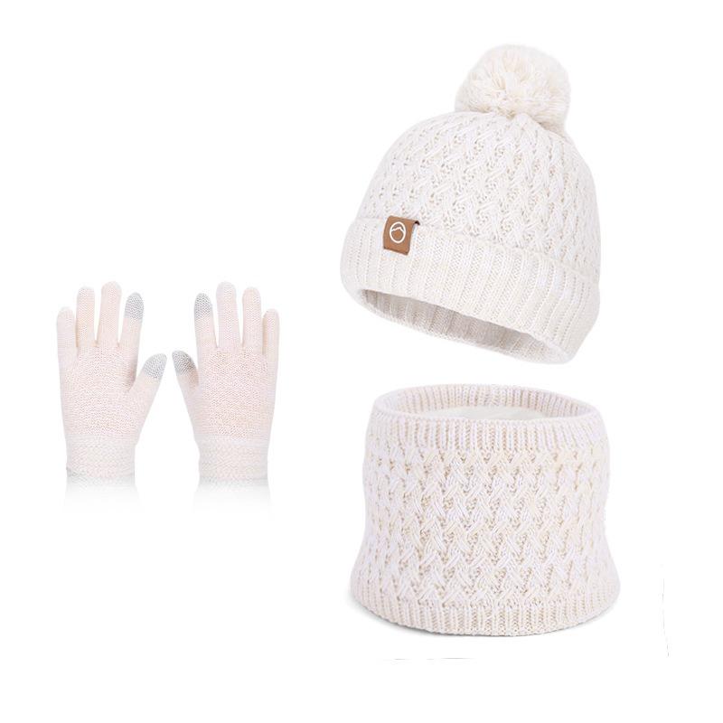 Winter Children's Hat, Scarf, Gloves, Three Piece Set, Anti Cold Ear Protection, Head Cover, Woolen Hat with Plush Insulation