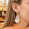 Cute Halloween Jewelry Reading Ghost Earrings, Sweet Bowknot Drop Lightweight Acrylic Earrings for Women Girls