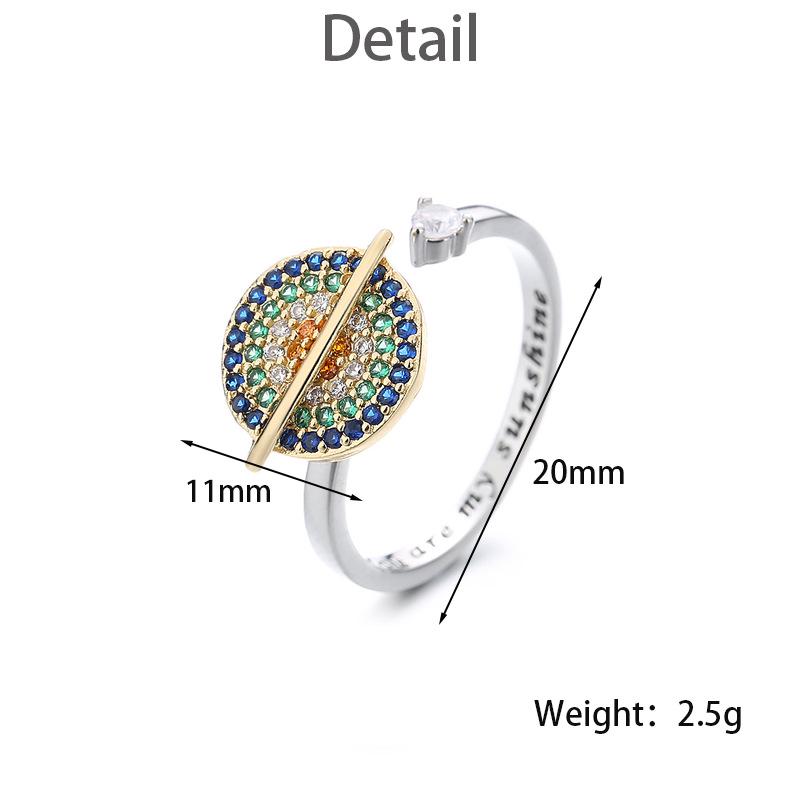 Colorful Zircon Planet Engraved Rotating Ring - Anxiety Relief Light Luxury Open Index Finger Jewelry