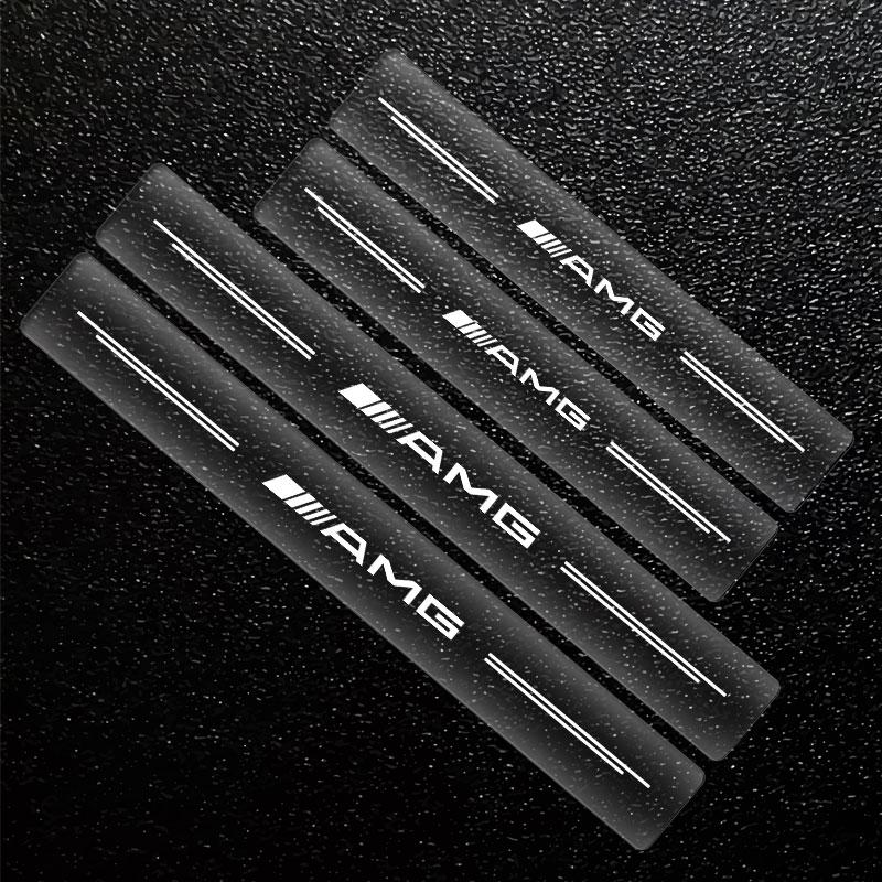 4X Car Threshold Protector Transparent Decorative 3D Sticker For Mercedes Benz AMG W212 W205 W246 W177 W176 W213 GLC GLE GLS ML Welcome Laser Lamp