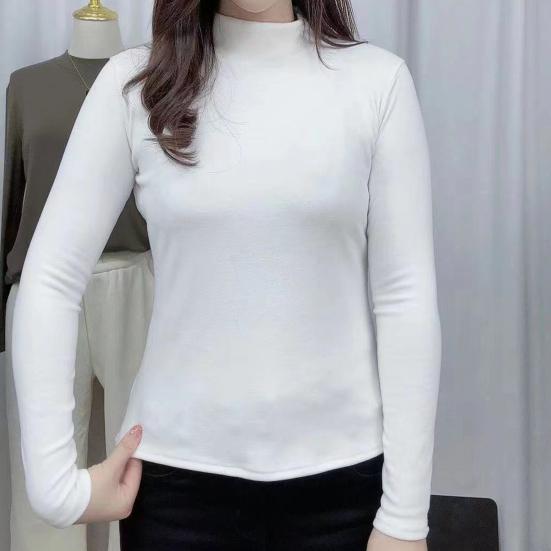 

Осень-весна женский топ с воротником-стойкой для защиты шеи однотонный приталенный толстый термоэластичный пуловер средней длины женская толстовка