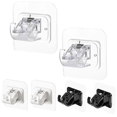 2PCS No Drill Curtain Rod Brackets Wall Mount Adhesive Curtain Rod Holders Curtain Rod Hooks Multifunctinal for Bathroom Kitchen
