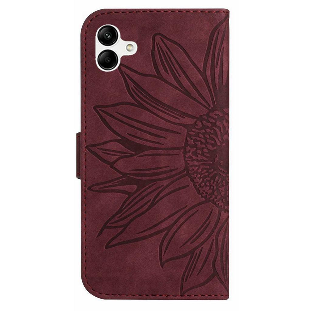HT04 For Samsung Galaxy A06 4G Case Sunflower Leather Wallet Phone Cover with Wrist Strap