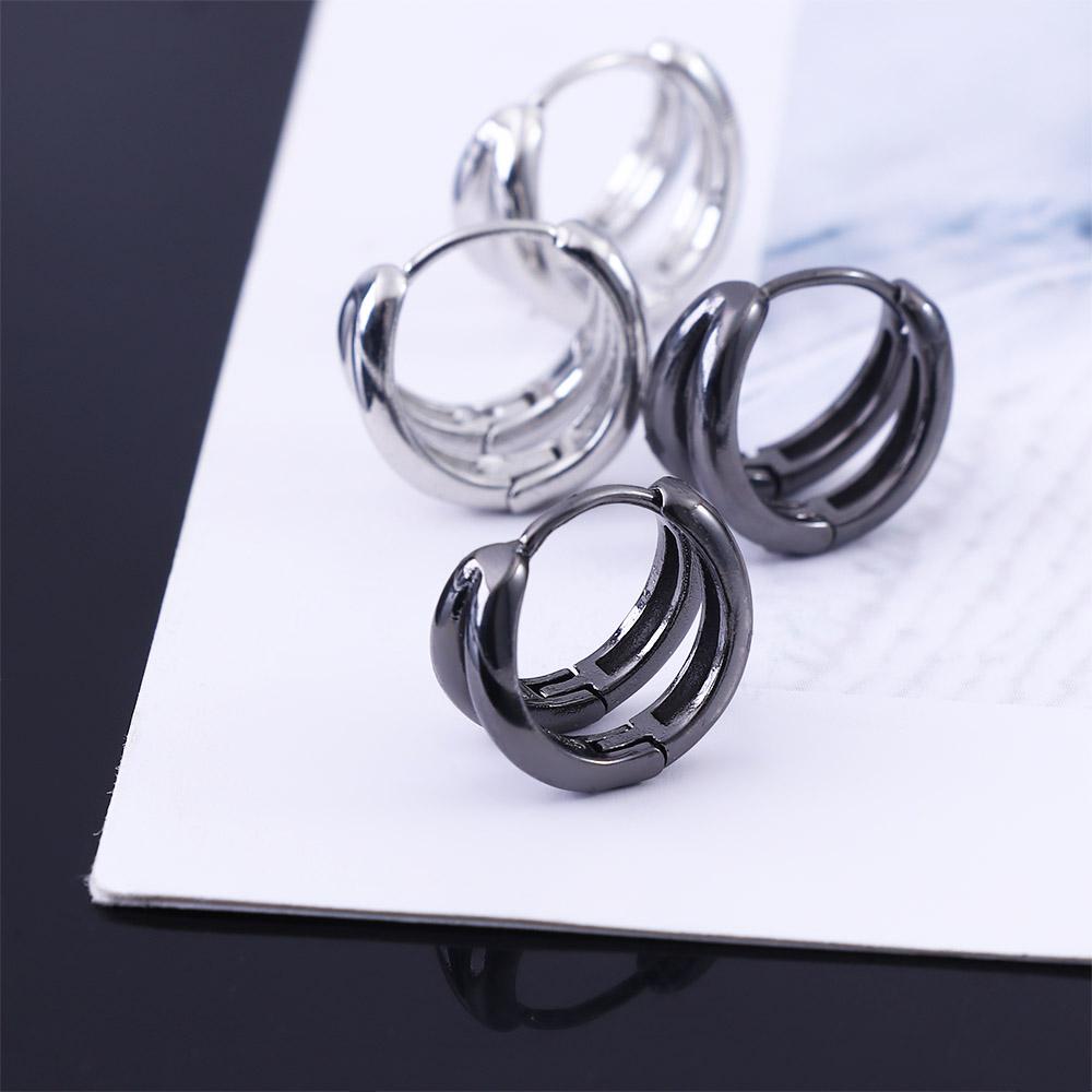 Round Geometric Multi-layer Round Circle Stud Earrings Ear Studs Men Hoop Earrings Punk Jewelry