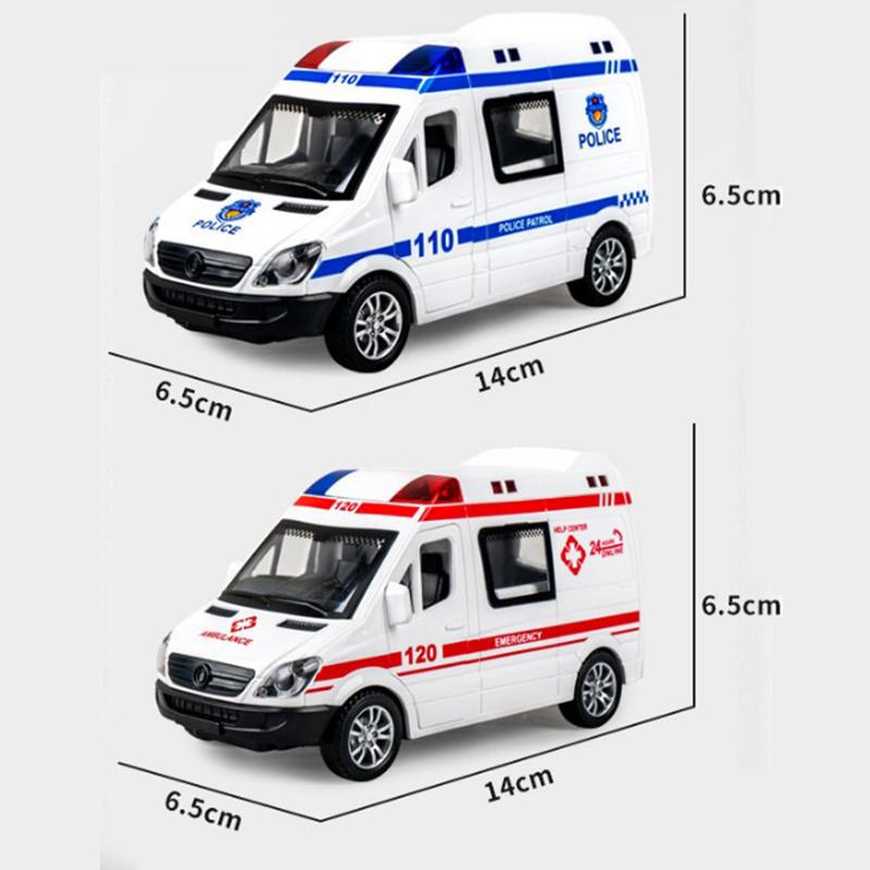 Mini Car Diecast Ambulance Fire-Truck Policecar Model Sound And Light Vehicle Simulation Collection Gifts Toys Boys