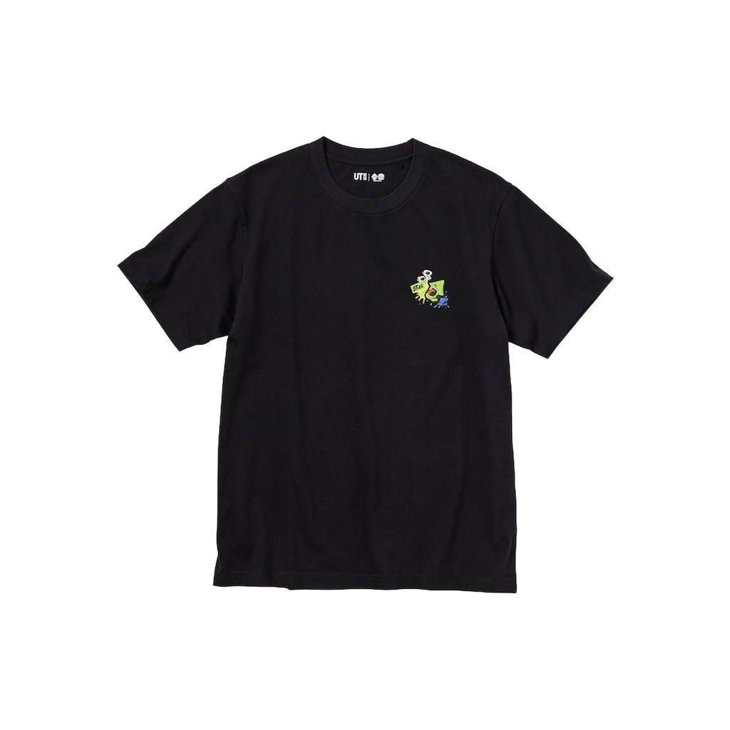 Uniqlo X Splatoon 3 Collaboration SS23 Back Jet Spray Graffiti Print Short Sleeve T-Shirt Unisex Tops Black 460485-09
