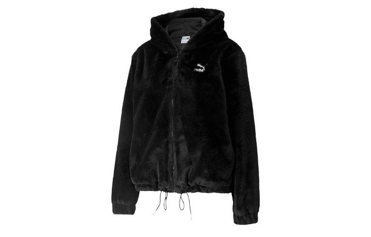 PUMA Casual Velvet Jackets Women s Black Hooded Moderate 533127-01 M