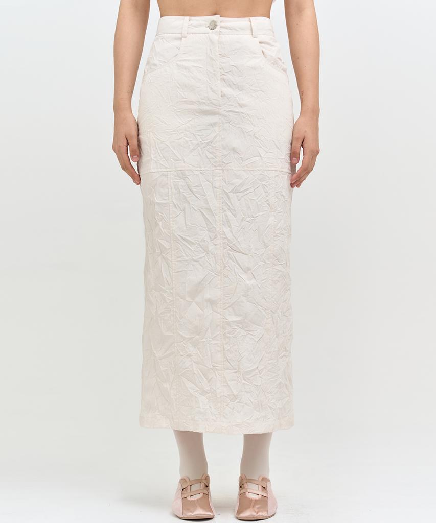 Editeom Crinkle Split Skirt - Ivory