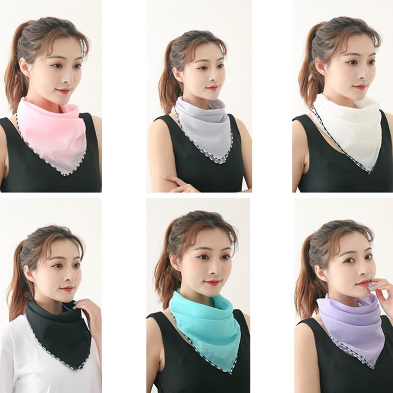 1Pc Women Mask Scarf Sun Protection Mask Outdoor Riding Dustproof Running Cycling Ear Hangers Silk Scarf Handkerchief