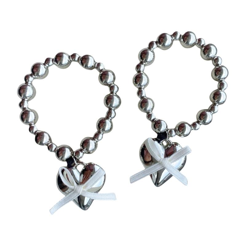 

2Pieces Silver Love Bowknot Hair Band Hair Accessory Elastic Hair Bands Fashion Hair Jewelry Suitable for Stylish Looks 1