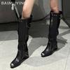 Pointed Toe High Boots Mid Heels Sexy Leather Shoes Woman 2025 Trend Winter Fashion New Brand Cozy Walking Chelsea Boots Female