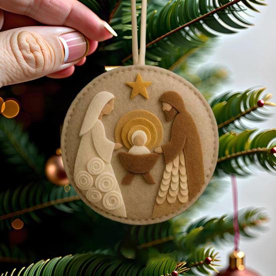 Felt Nativity Scene Christmas Ornament Xmas Crafts Ornaments for Tree Xmas Winter Party Christian Decorations Indoor Outdoor