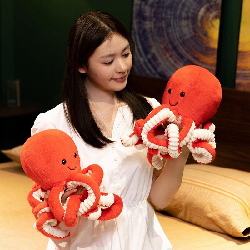 Red octopus throw pillow plush toy doll aquarium octopus doll children soothing doll