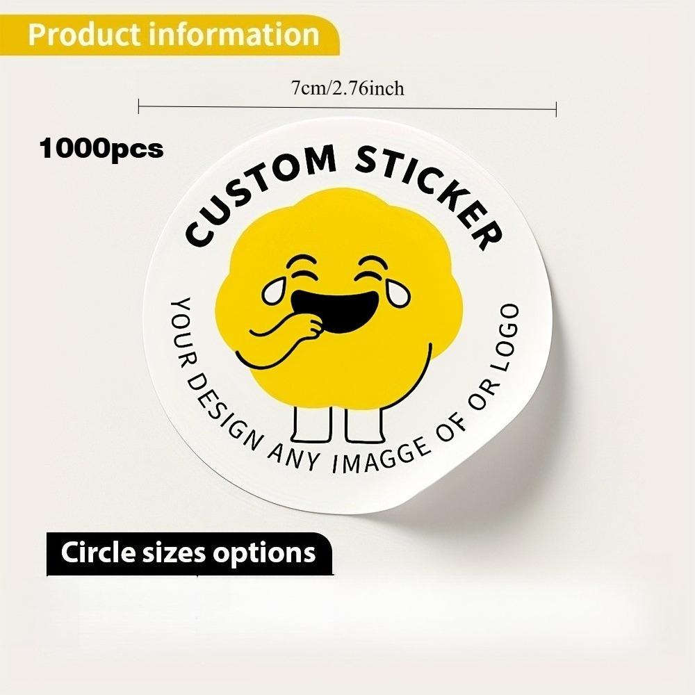 1000pcs Custom Round Stickers7-8cm Diameter-Self-Adhesive Design: DIY/Journal Lovers Decor, Small Business Cup/Packaging Logo
