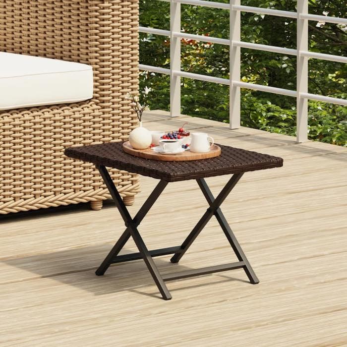 VidaXL Table pliable marron 45x35x32 cm résine tressée, table pliable, table, meuble de terrasse, meuble de jardin, meuble 362250