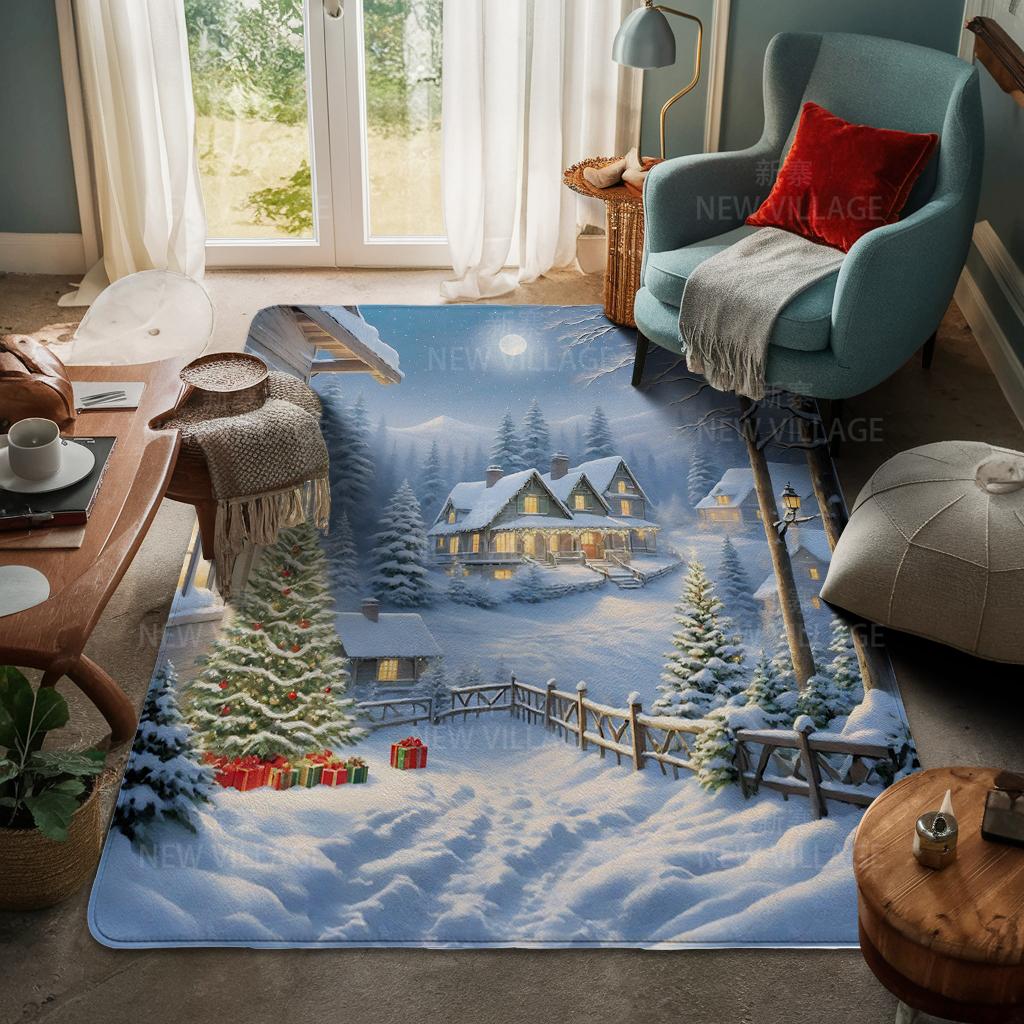 House Entrance Carpet Home Door Mat Living Room Bath Foot Bathroom Non-slip Water Absorption Rugs Bath Merry Christmas Winter