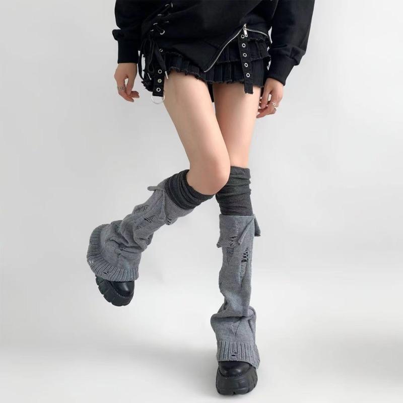 Wool Ball Knitted Foot Cover New Lolita Sweet Girl Leg Warmer Knit Socks Women Autumn Winter Heap Heap Socks Cute Ripped Sock