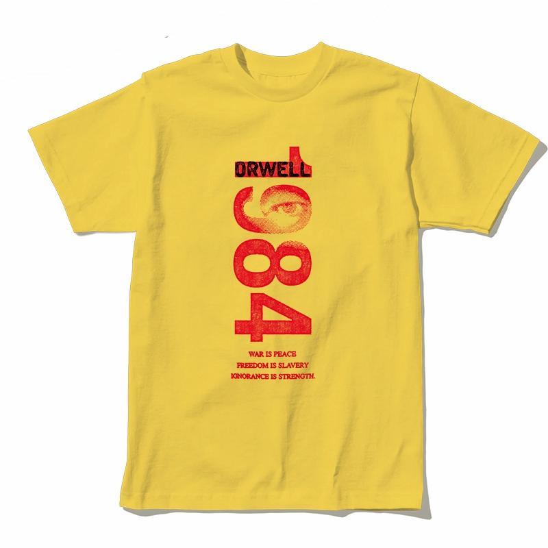 Coolmind U0014-T2 1984 Graphic Print Men T Shirt O-Neck Loose Tshirt Men 100% Cotton Tee Shirts