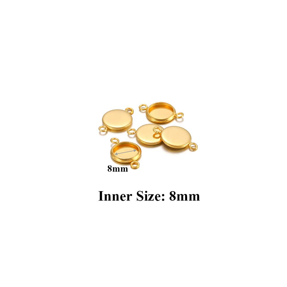 10 pièces Acier Inoxydable 6-30mm Base Cabochon Camée Couleur Dorée Plateau Rond Vide pour Collier Bracelet Fabrication de Bijoux Apprêts DIY