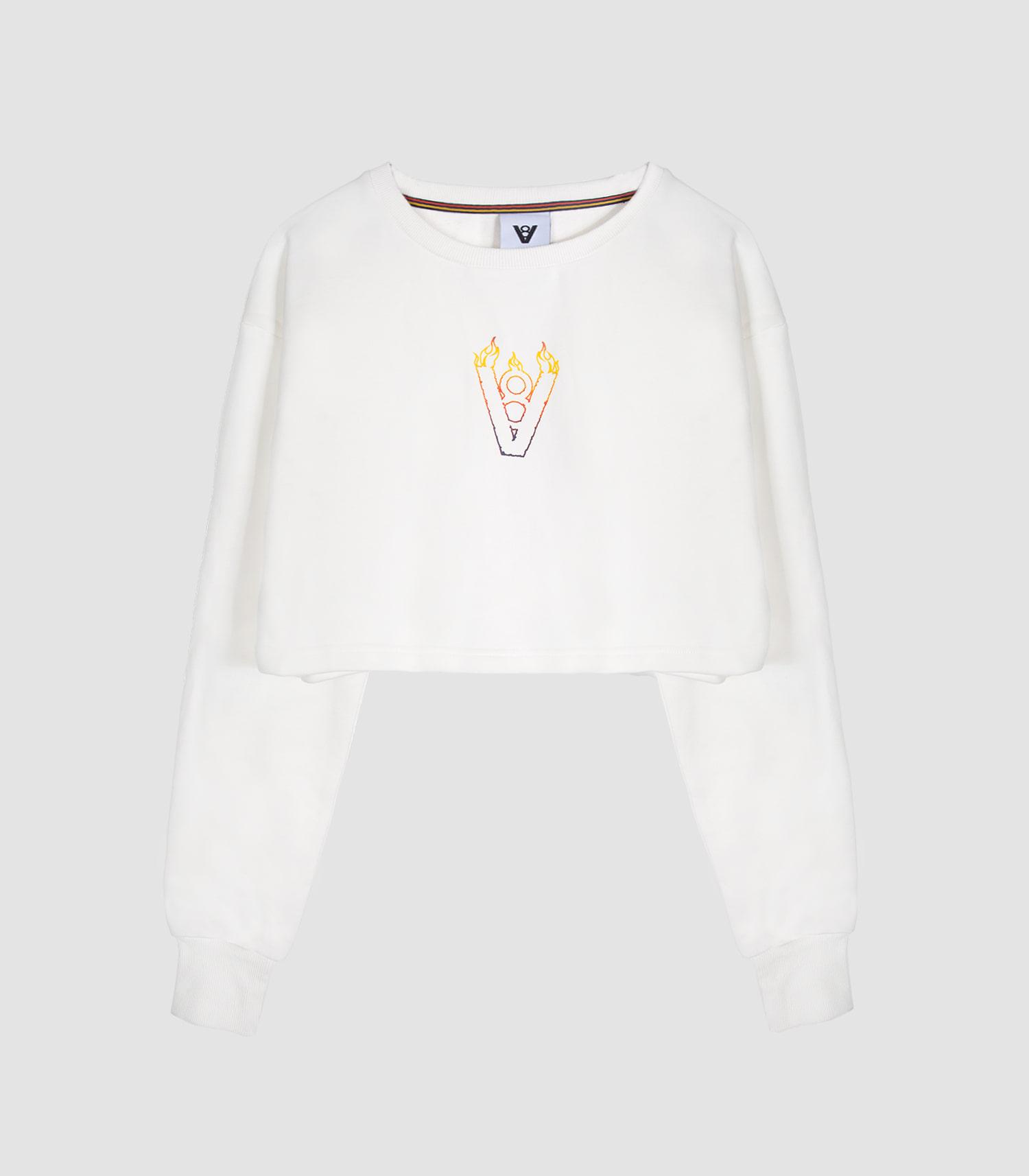 Vibrate Blaze Logo Crop Top (White) White/M