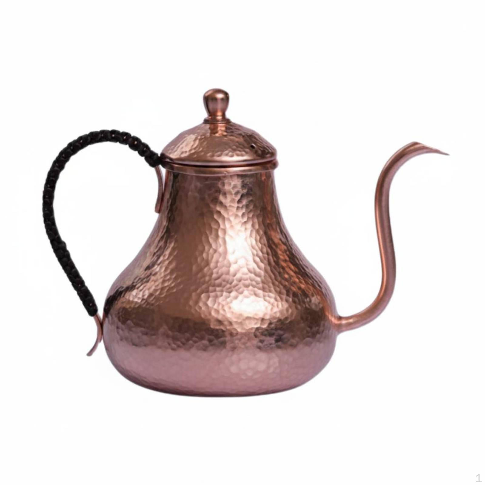 Handmade Copper Coffee Pot Vintage Style Pouring over Kettle Compact Hammered Gooseneck
