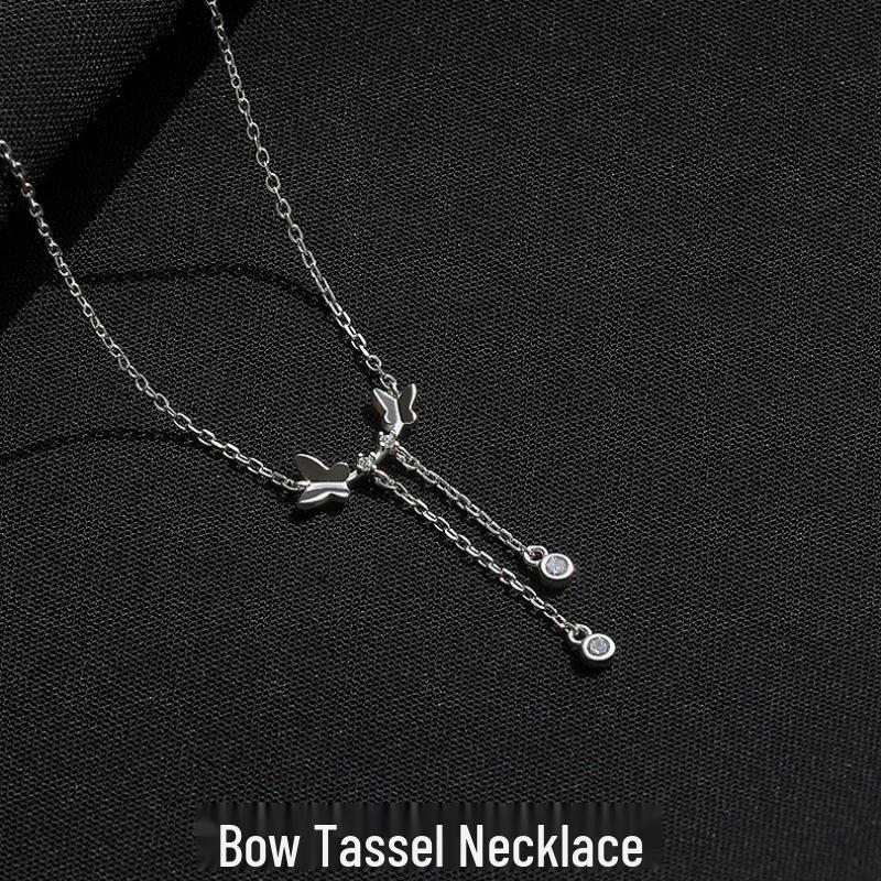 2024 New High-End Butterfly Tassel Necklace - Women s Summer Accessory with Light Luxury Clavicle Chain