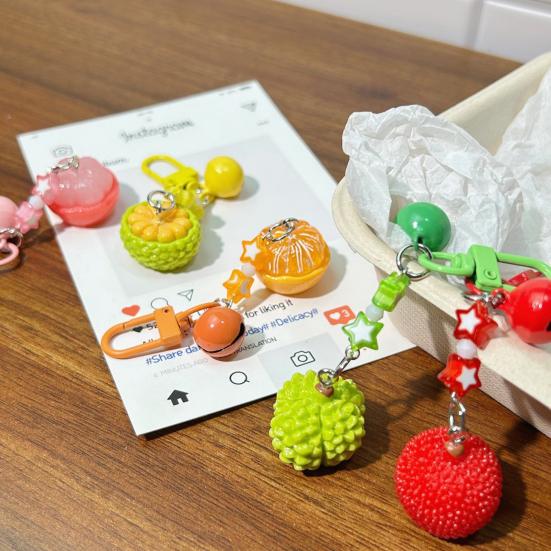 Bag Pendant Star Fruit Shape Bag Hanging Ornament with Bell Sound Stress Relief Charm Key Chain Hanging Ornament