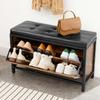VASAGLE Ławka na buty Organizer na buty z wyściółką i klapką Szafka na buty na 6 par butów Stalowa rama Industrialny design Vintage Brązowy/Czarny