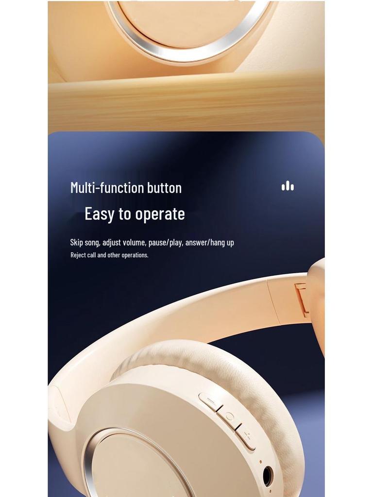 Bluetooth Over-Ear Wireless Headphones for Gaming and Music with Heavy Bass