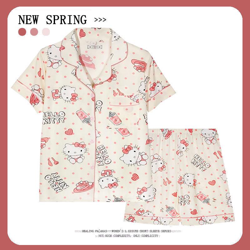 Women’s Cute Cotton Short Sleeve Pajama Set - Summer Style