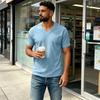 Herren Farbiges V-Ausschnitt Kurzarm T-Shirt Lässige Bequeme Passform für den Alltag