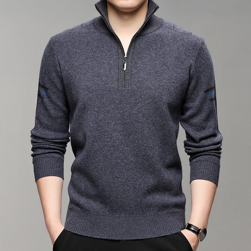 Hengyuanxiang Men s Pure Wool High-Neck Zipper Sweater 3XL (190/104A)