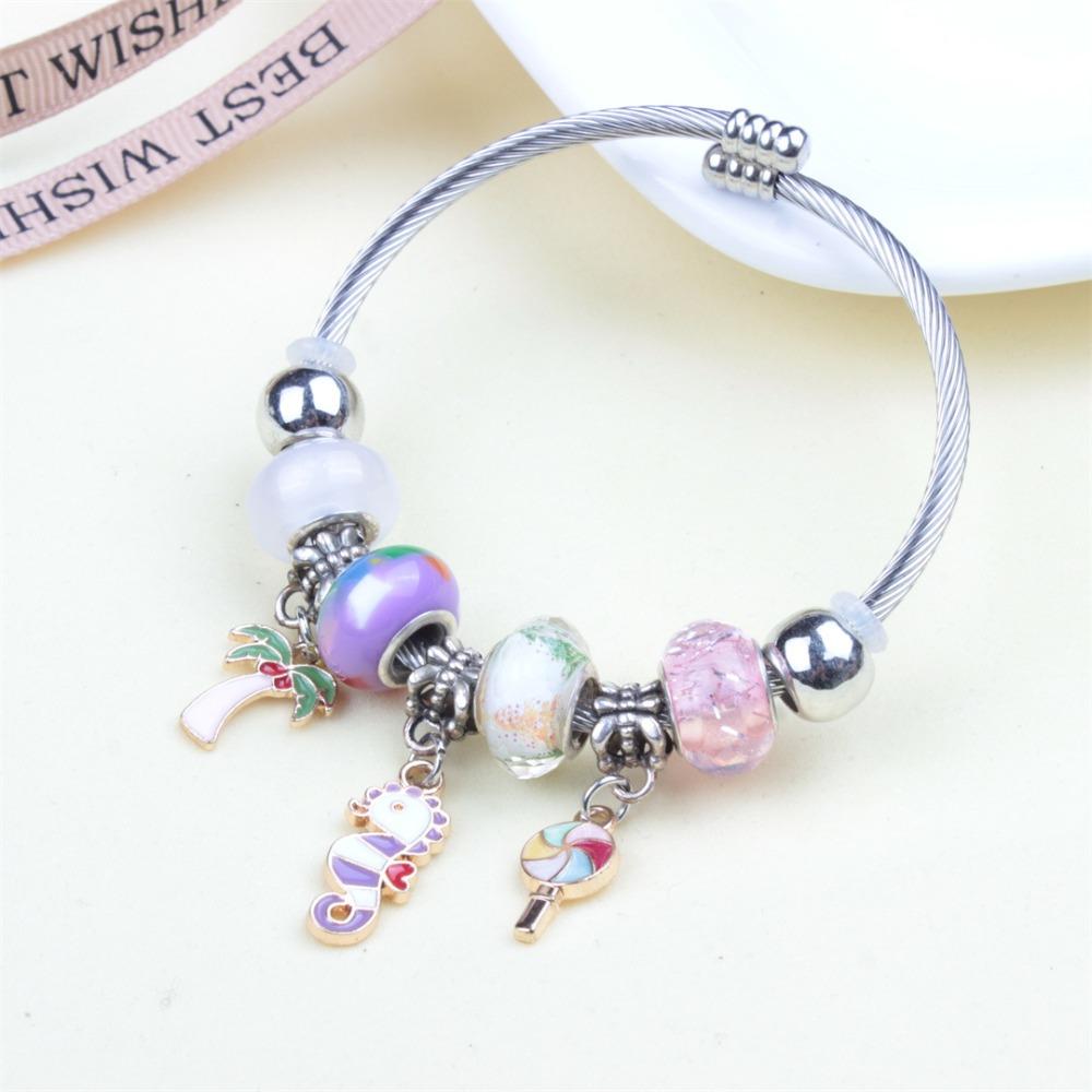 Beaded Bracelet Bangle Multi Element Stainless Steel Copper Alloy Open Spring Snake Bone Chain