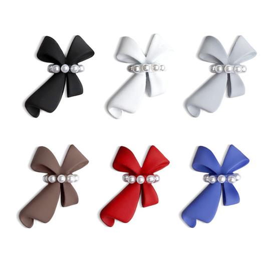 5Pcs Nail Ornaments Faux Pearl Design Vivid Color Plastic All-Purpose 3D Bow-knot DIY Nail Art Decorations