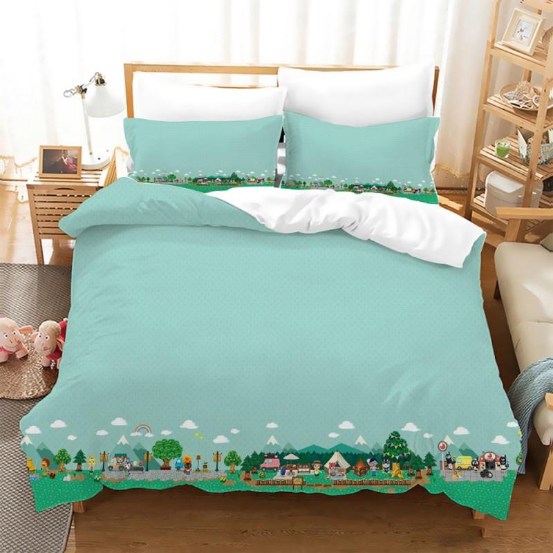 3D Print Animal Cartoon Crossing Game Bedding Set Double Twin King Duvet Cover Comforter Pillowcase Boys Girls Adults Bedroom