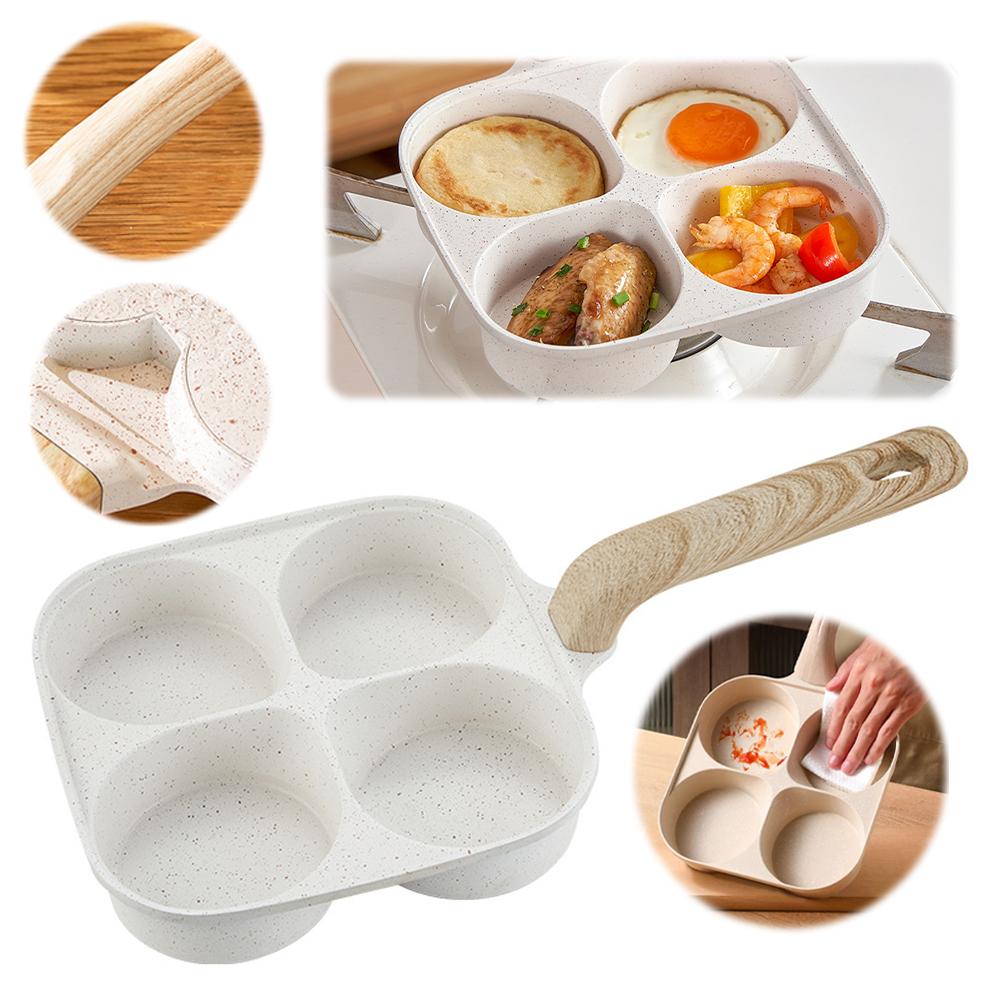 Nonstick Granite Omelette Skillet Pancake Pan 4-Cup Skillet Egg Cooker Pan Mold with Heat-Resistant Handle for Kitchen All Stove