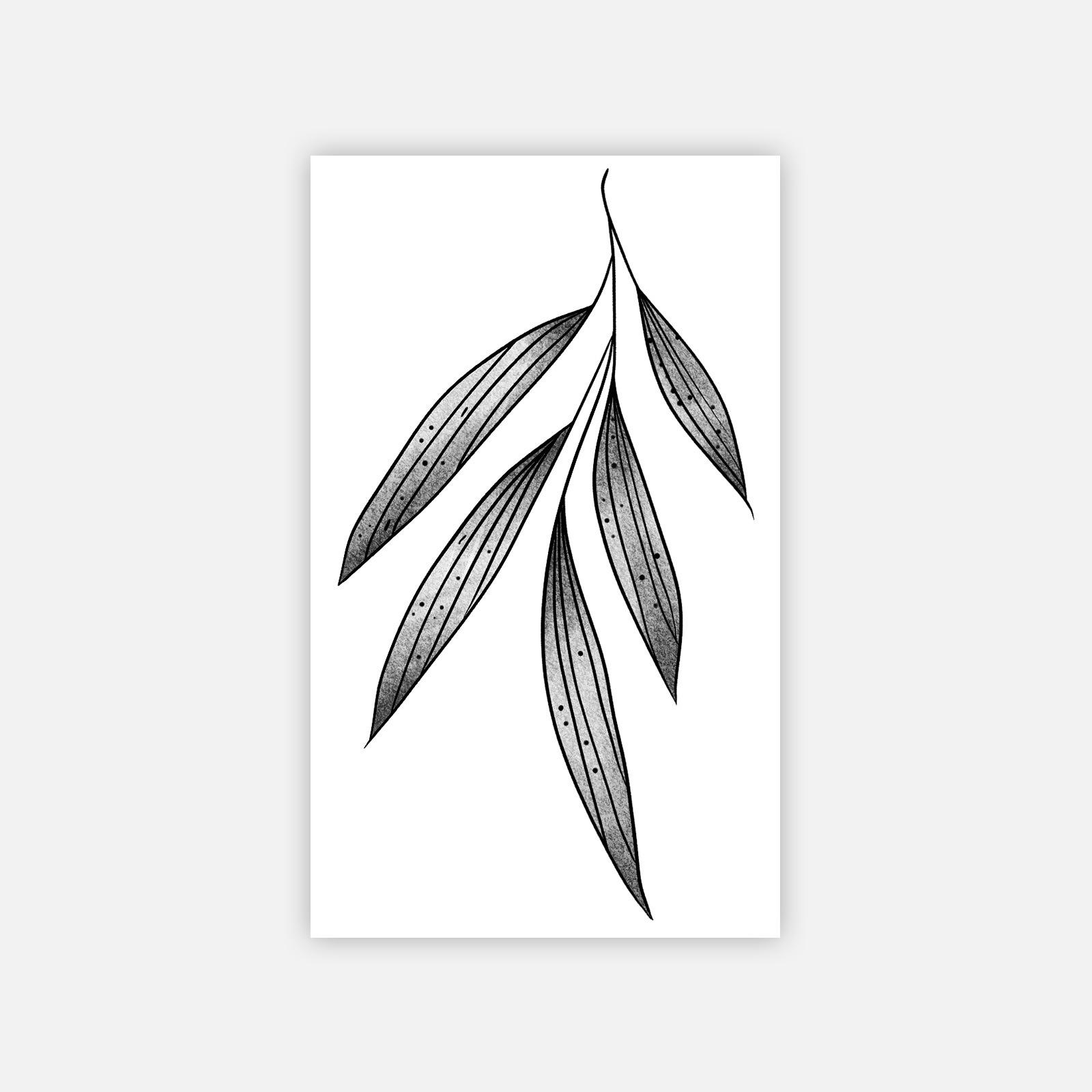Premium Sense Small Fresh Personality Wicker Willow Leaf Clavicle Arm Tattoo Sticker 6*10