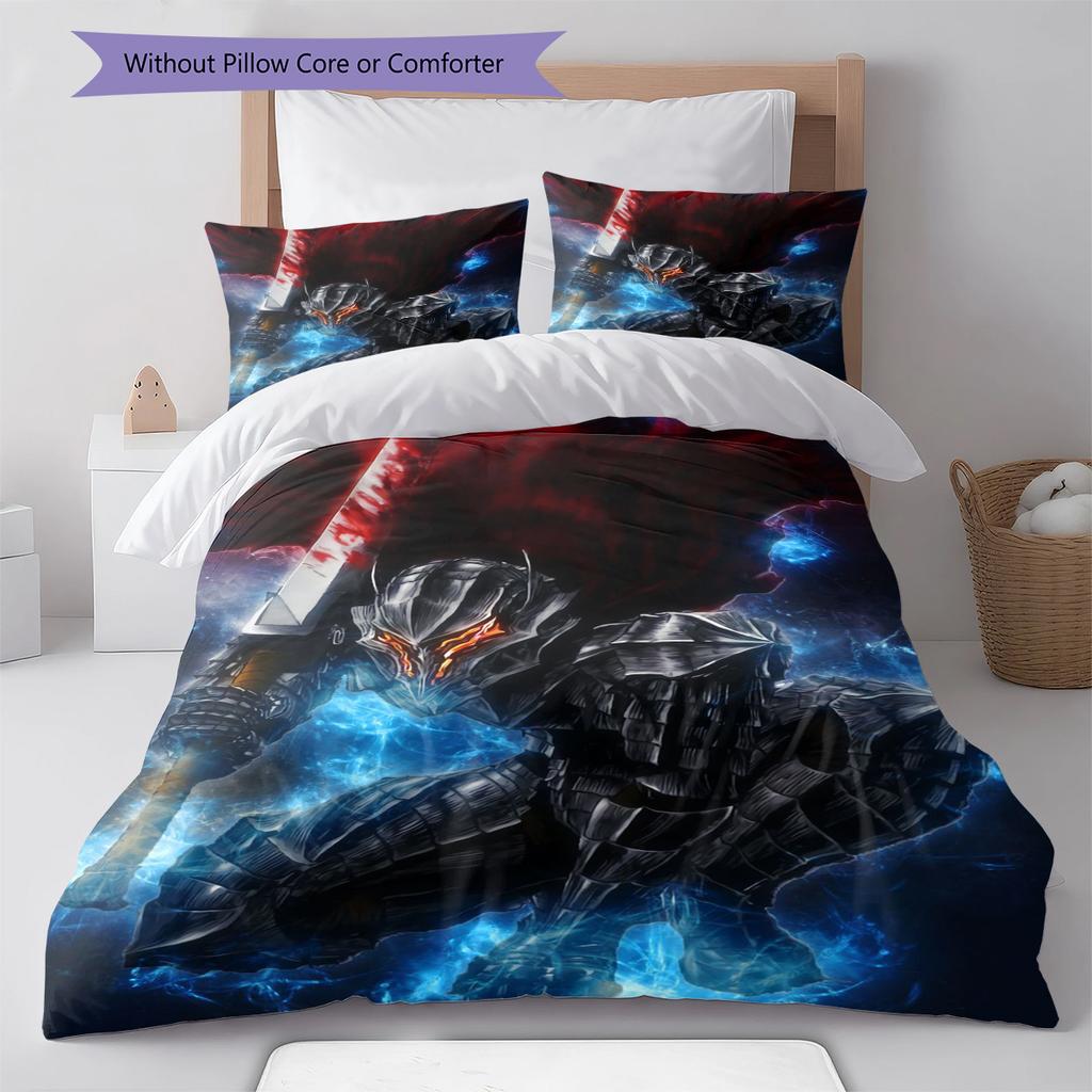 Juego de Ropa de Cama con Estampado de Dibujos Animados Colcha Funda de Colcha Funda de Almohada Decoración del Hogar Regalo de Cumpleaños (1 * funda nórdica + 2 * fundas de almohada, sin núcleo)