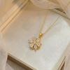 Rotatable Sunflower Zirconia Necklace: Japanese-Korean Style, Fashionable Collarbone Chain