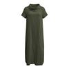 Women's Loose Fit Cowl Neck Maxi Dress Short Sleeve Solid Patterned Casual Linen Floor Length Gown