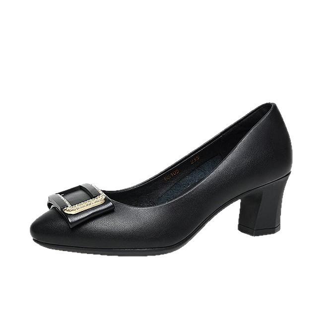 Soft Leather Medium Heel Single Shoes Women's Autumn 2025 New Versatile Light Mouth Thick Heel Professional Commuting Not Tired Foot High Heels