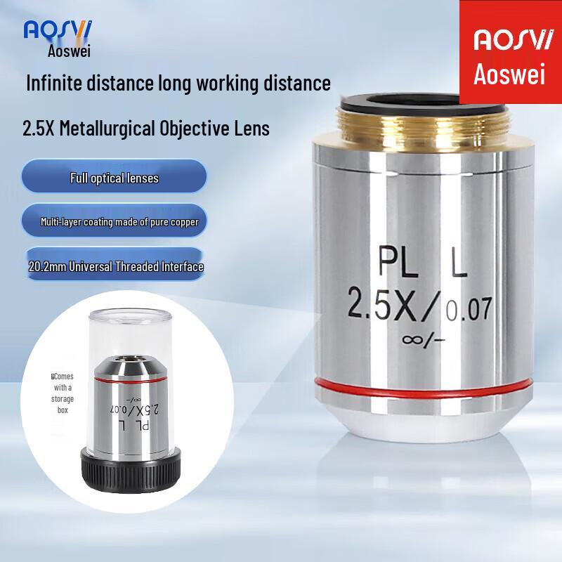 AOSVI 2.5X Metallurgical Microscope Objective Lens