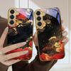 Red Vortex Pattern For Samsung Galaxy S26 S20 FE S21 Ultra S23 Plus S24 Ultra S25 S21+ S22Plus S26 S24 Golden Glass Phone Case