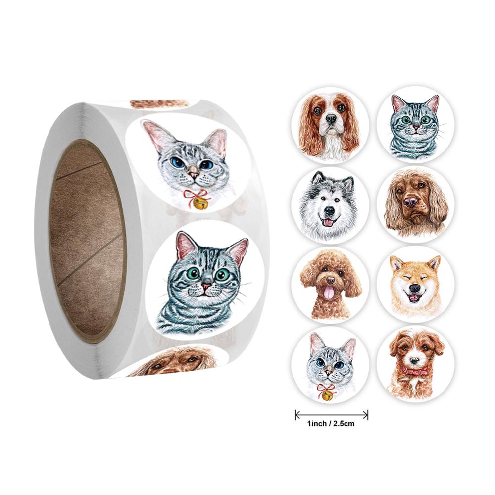New 500pcs/roll Animals Stickers For Kids Teacher Reward Stickers School Classroom Supplies Round Encourage Stickers