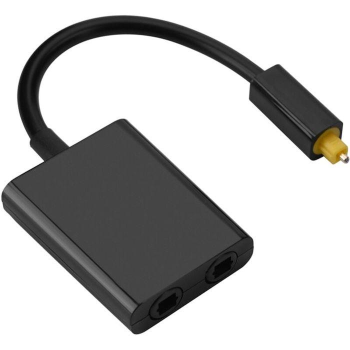 Adaptateur optique (splitter) - AIMOONSA - 1 entrée 2 sorties - Toslink - Connecteurs plaqués or 24K - Passif
