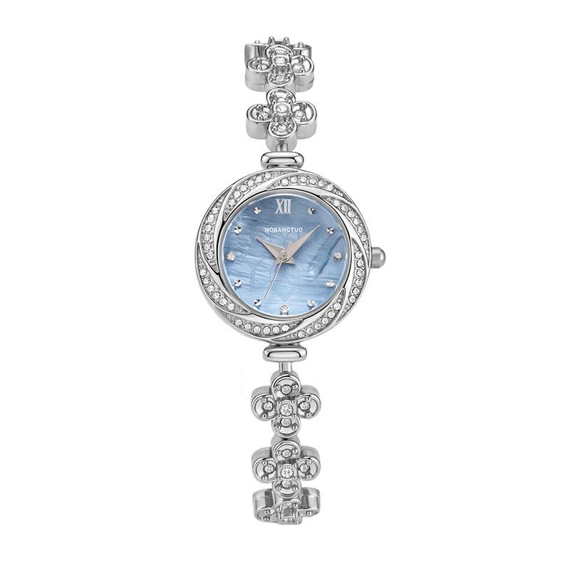 Light Luxury Diamond-encrusted Women's Watch Niche Design Fritillary Four-leaf Clover Bracelet Watch High-end Fashion Quartz Watch