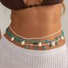 Salircon 3 Pcs/Set Summer Ocean Beach Bohemian Belly Waist Chain Trendy Rice Beads Acrylic Conch Starfish Pendant Body Jewelry