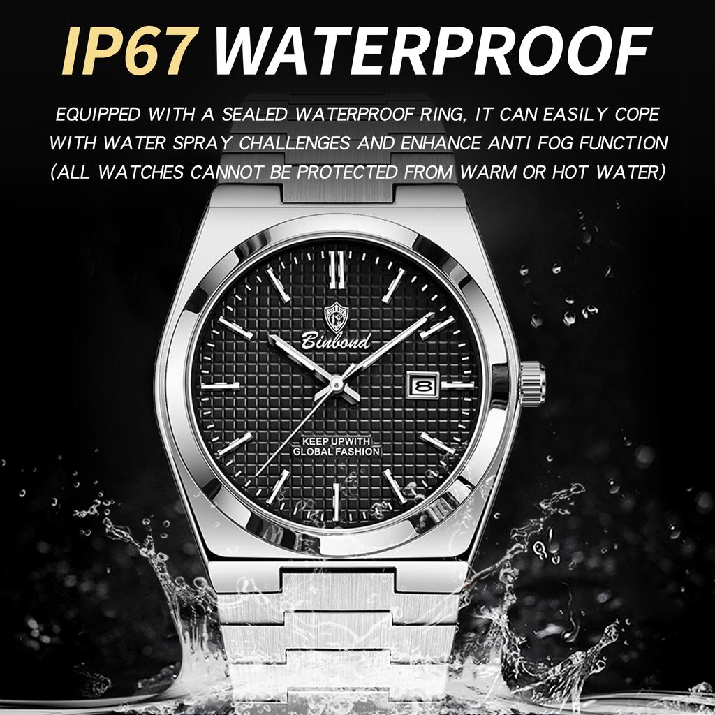 BINBOND Genuine Accurate Quartz Wristwatches For Men Luxury Luminous Waterproof Durable Auto Date Men's Watch Casual Reloj+Box